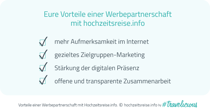 Eure Vorteile einer Werbepartnerschaft mit hochzeitsreise.info