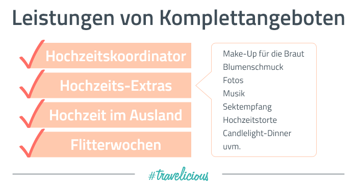 Komplettangebote für Hochzeit und Flitterwochen im Ausland